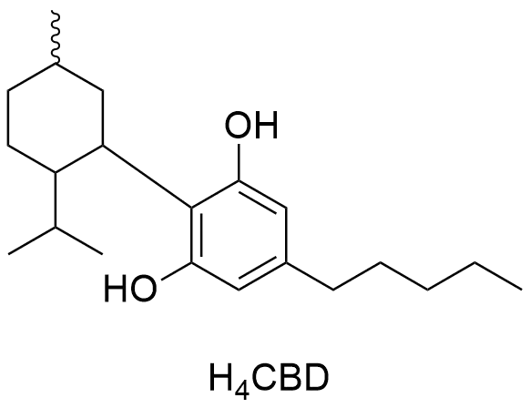 La formule du H4CBD, un cannabinoïde plus puissant que le CBD.